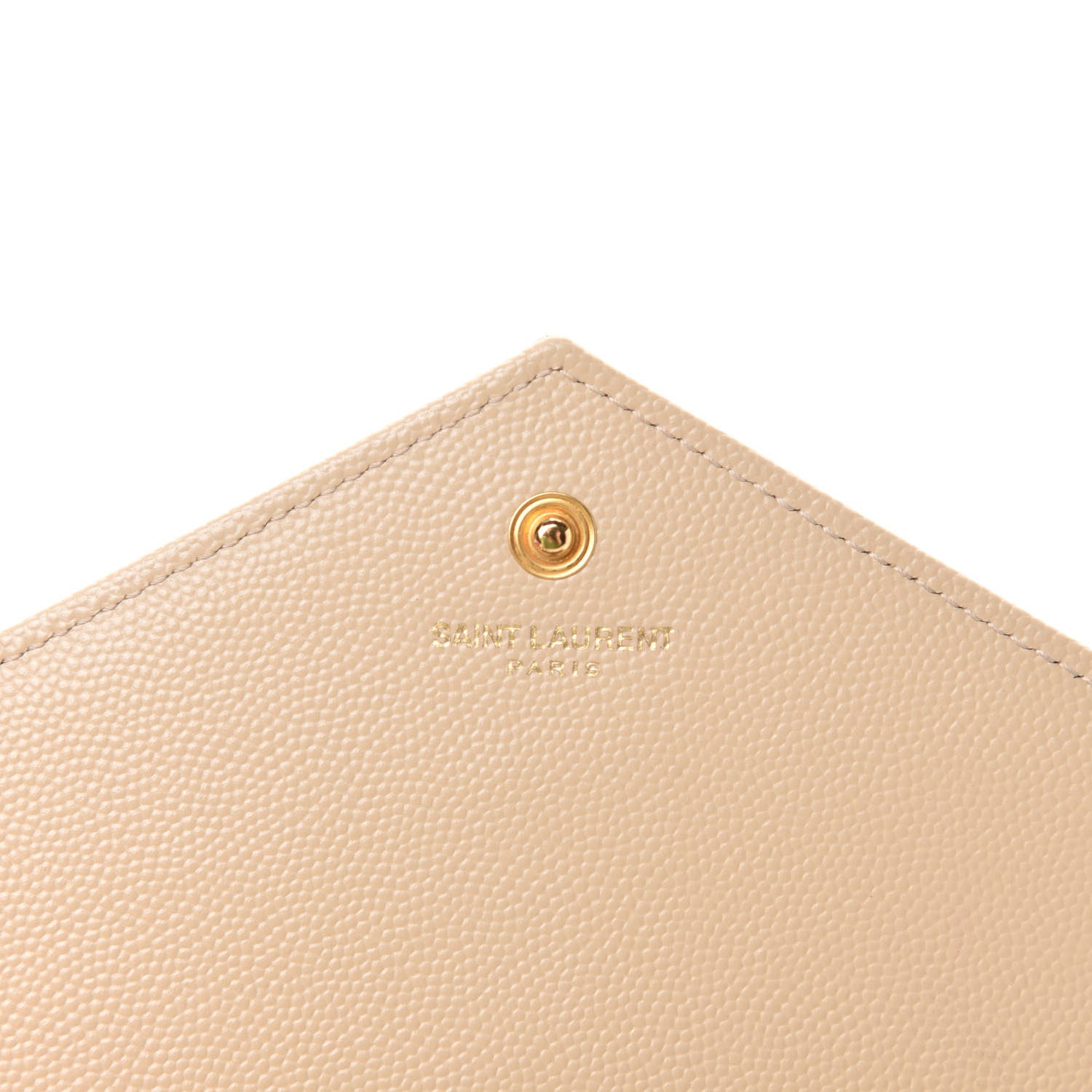 Saint Laurent Grain De Poudre Matelasse Chevron Monogram Chain Wallet Deep Beige 8 of 12