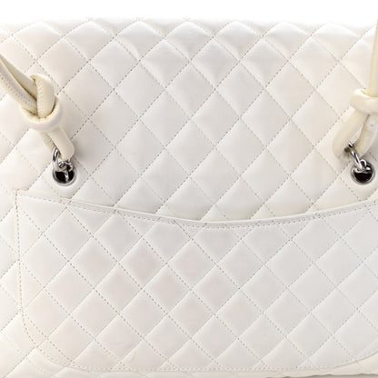 Chanel Calfskin Quilted Large Cambon Flap White Black 9 of 11