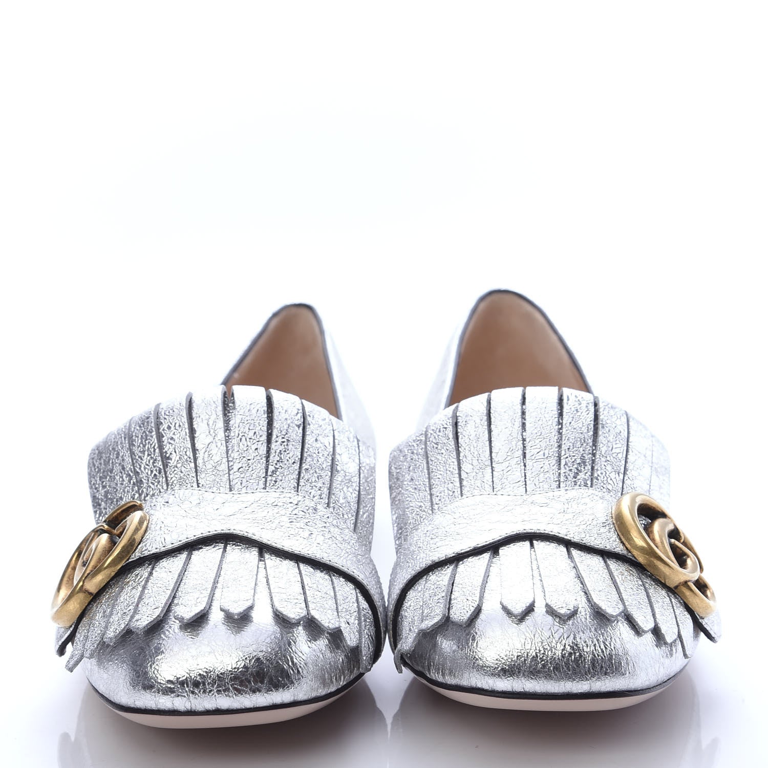 Gucci Galassia GG Marmont Fringe Flats 38 Argento 2 of 9