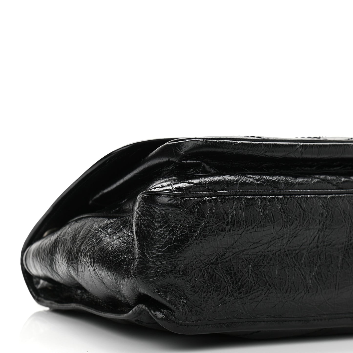 Crinkled Calfskin Matelasse Monogram Large Niki Chain Satchel Black