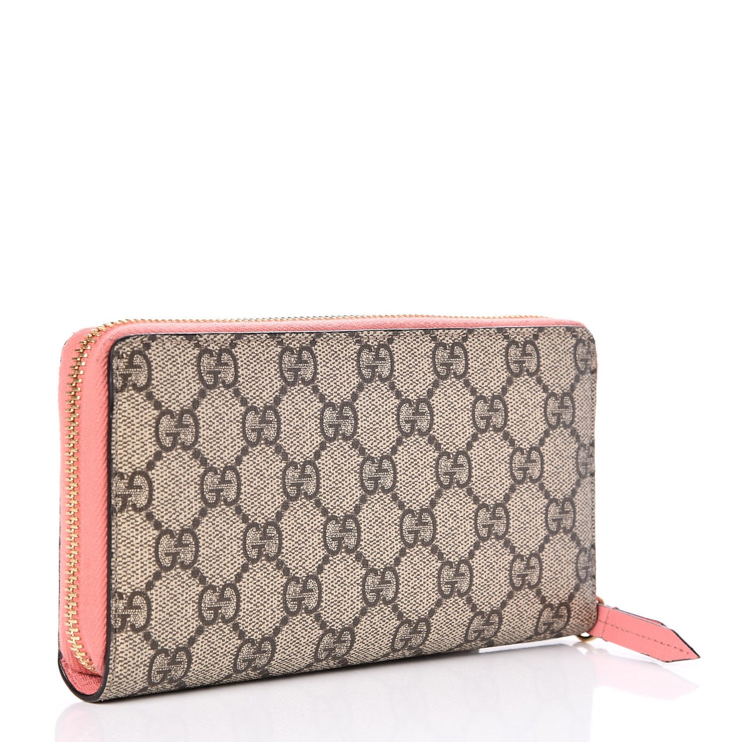 GG Supreme Monogram Embroidered Face Zip Around Wallet Pink
