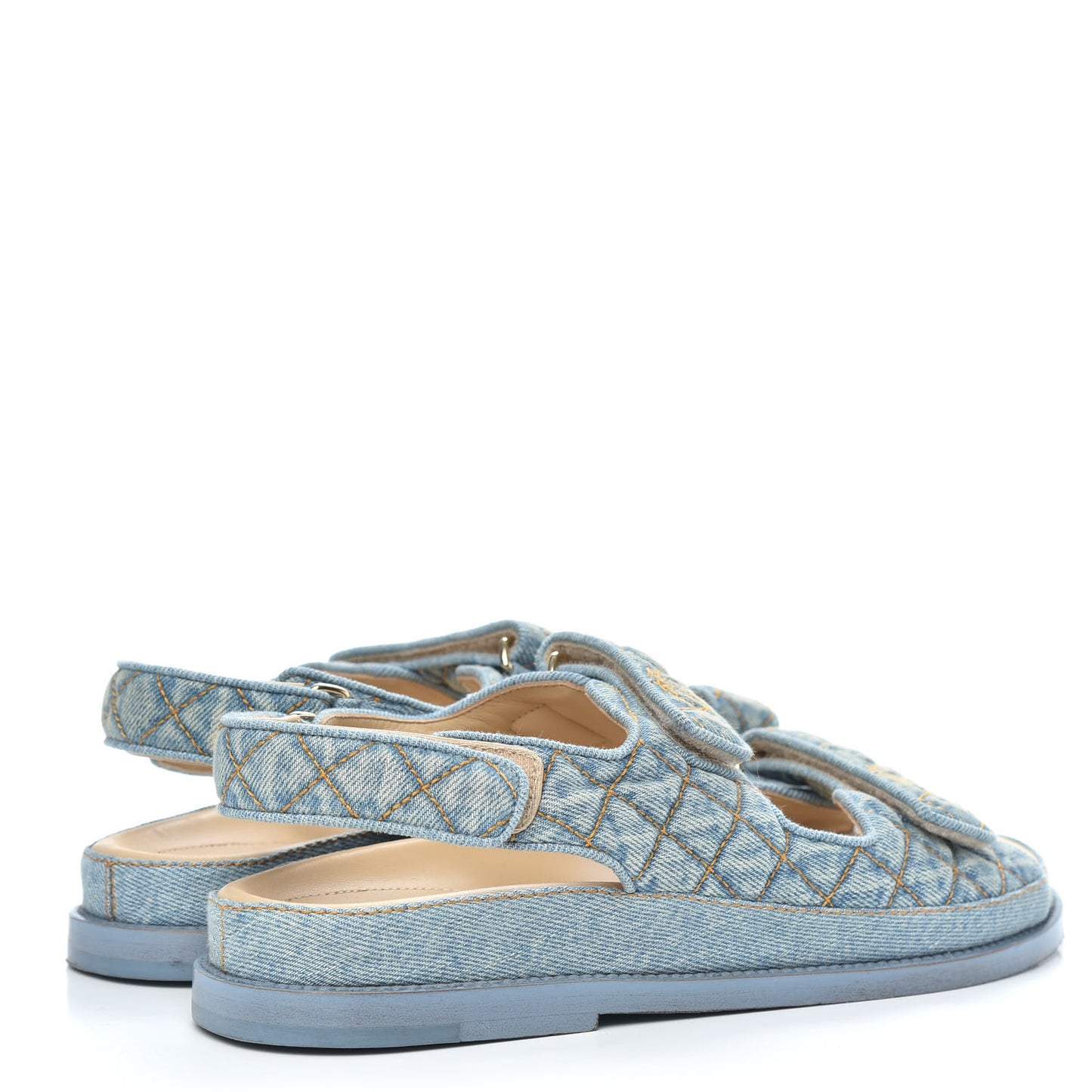 Denim Quilted Dad Sandals 38.5 Blue