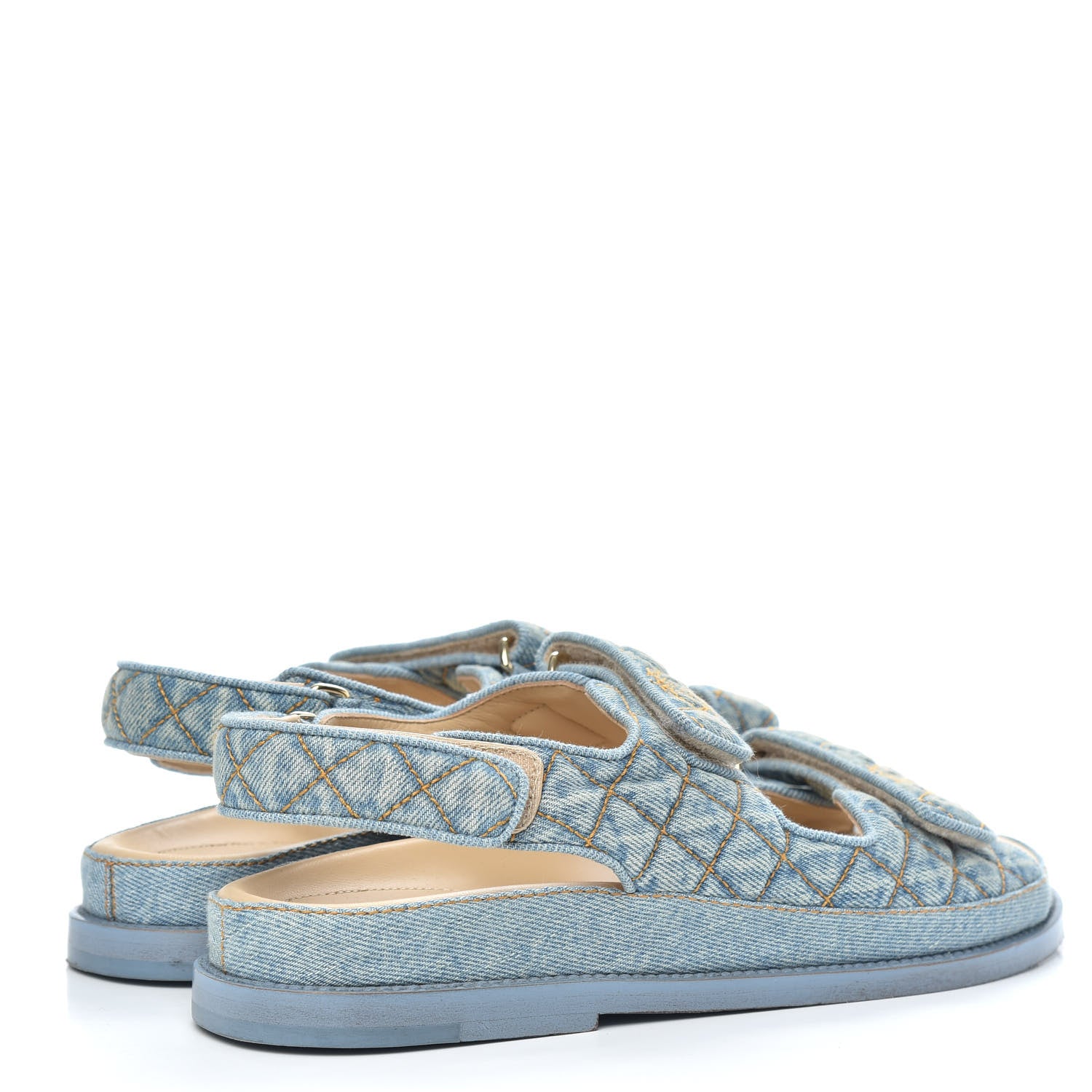 Chanel Denim Quilted Dad Sandals 38.5 Blue 4 of 9
