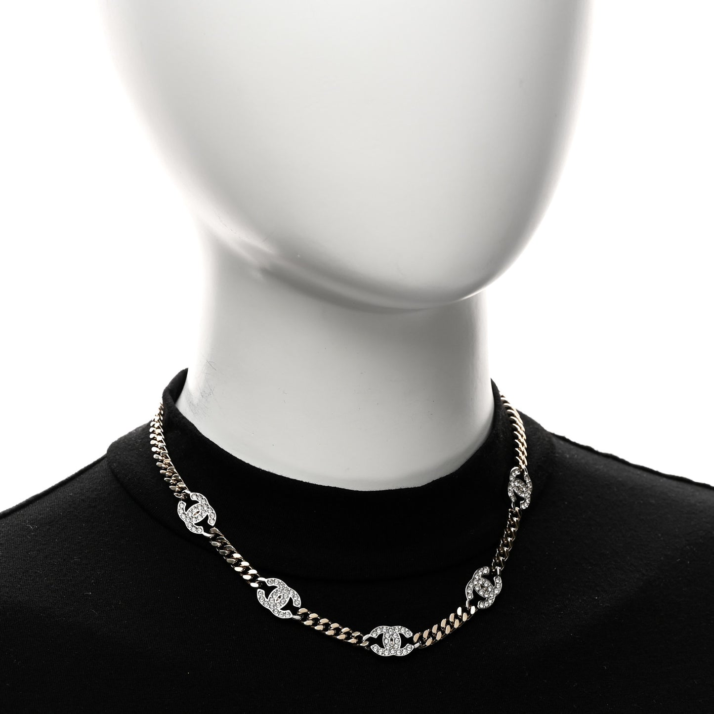 Crystal Chain CC Link Choker Gold Silver