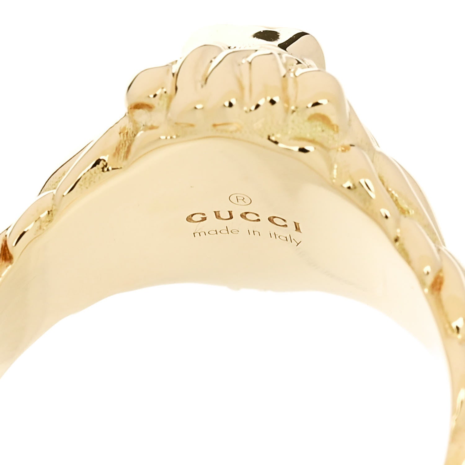 Gucci 18K Yellow Gold Diamond Amethyst Lion Head Ring 53 6.25 4 of 5