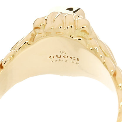 Gucci 18K Yellow Gold Diamond Amethyst Lion Head Ring 53 6.25 4 of 5