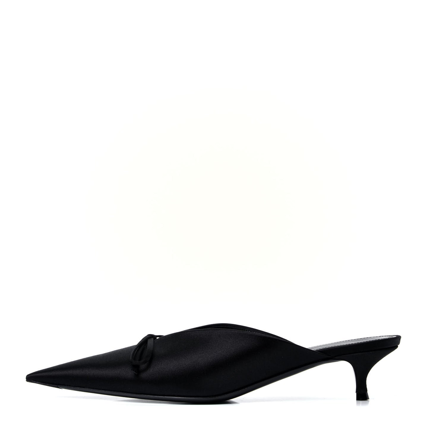 Satin Pointed Toe Knife 40mm Mules 39 Black
