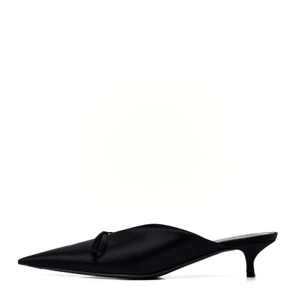 Balenciaga Satin Pointed Toe Knife 40mm Mules 39 Black 1 of 5