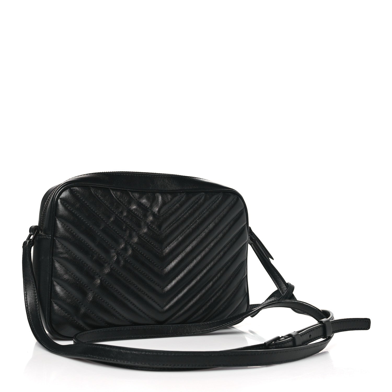 Saint Laurent Calfskin Matelasse Monogram Monochrome Lou Camera Bag Black 3 of 9