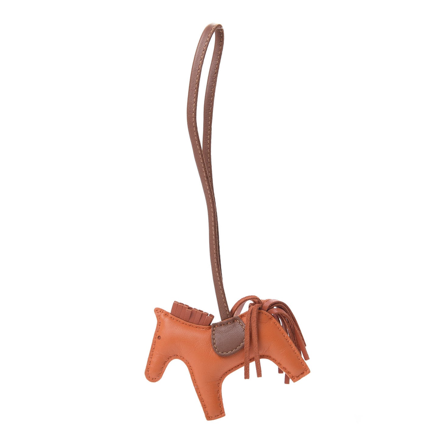 Milo Lambskin Grigri Rodeo Horse Bag Charm PM Feu Cornaline Fauve