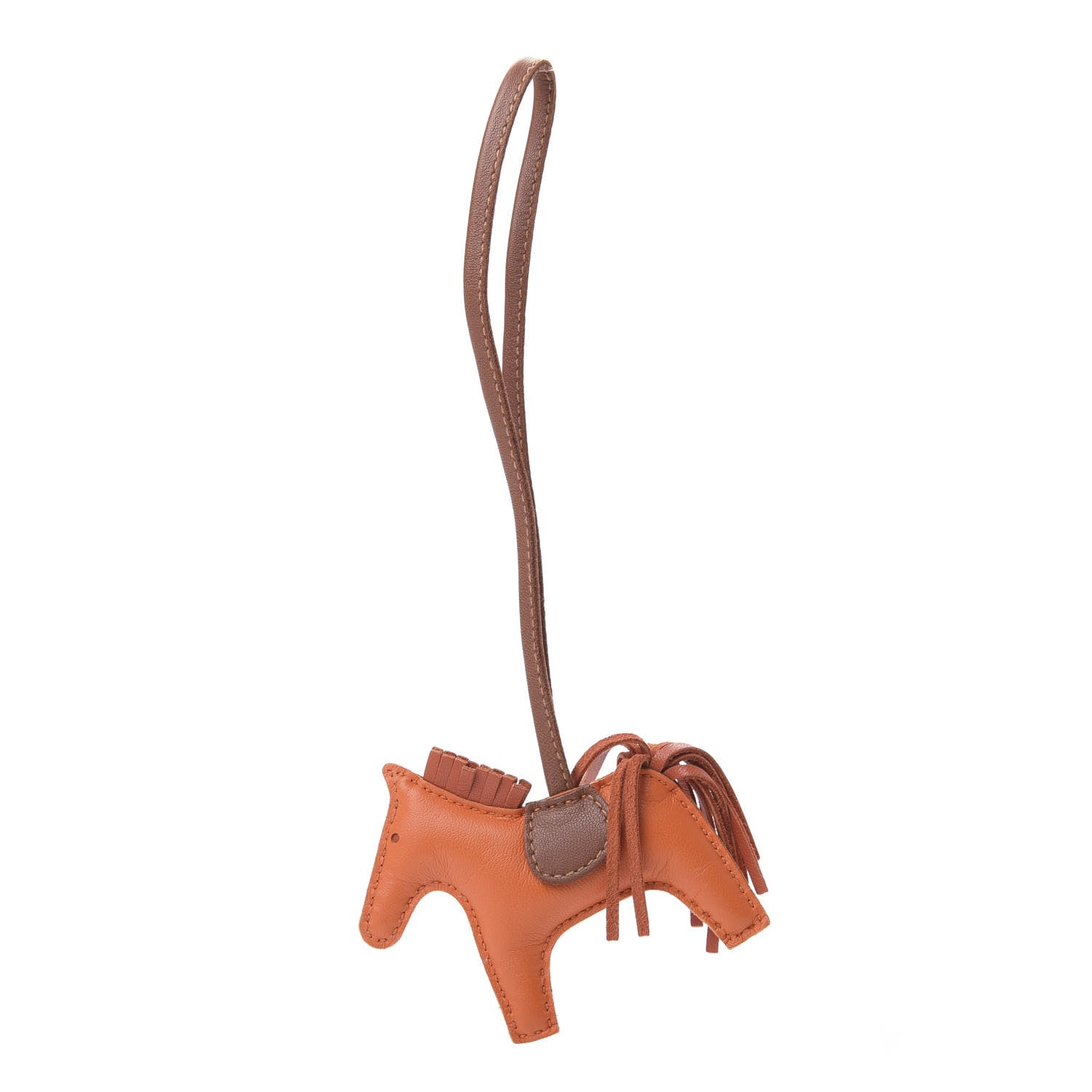 Hermes Milo Lambskin Grigri Rodeo Horse Bag Charm PM Feu Cornaline Fauve 1 of 4