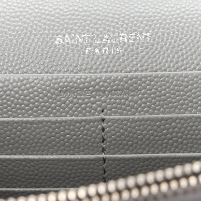 Saint Laurent Grain De Poudre Tri-Quilt Monogram Chain Wallet Fog 7 of 10
