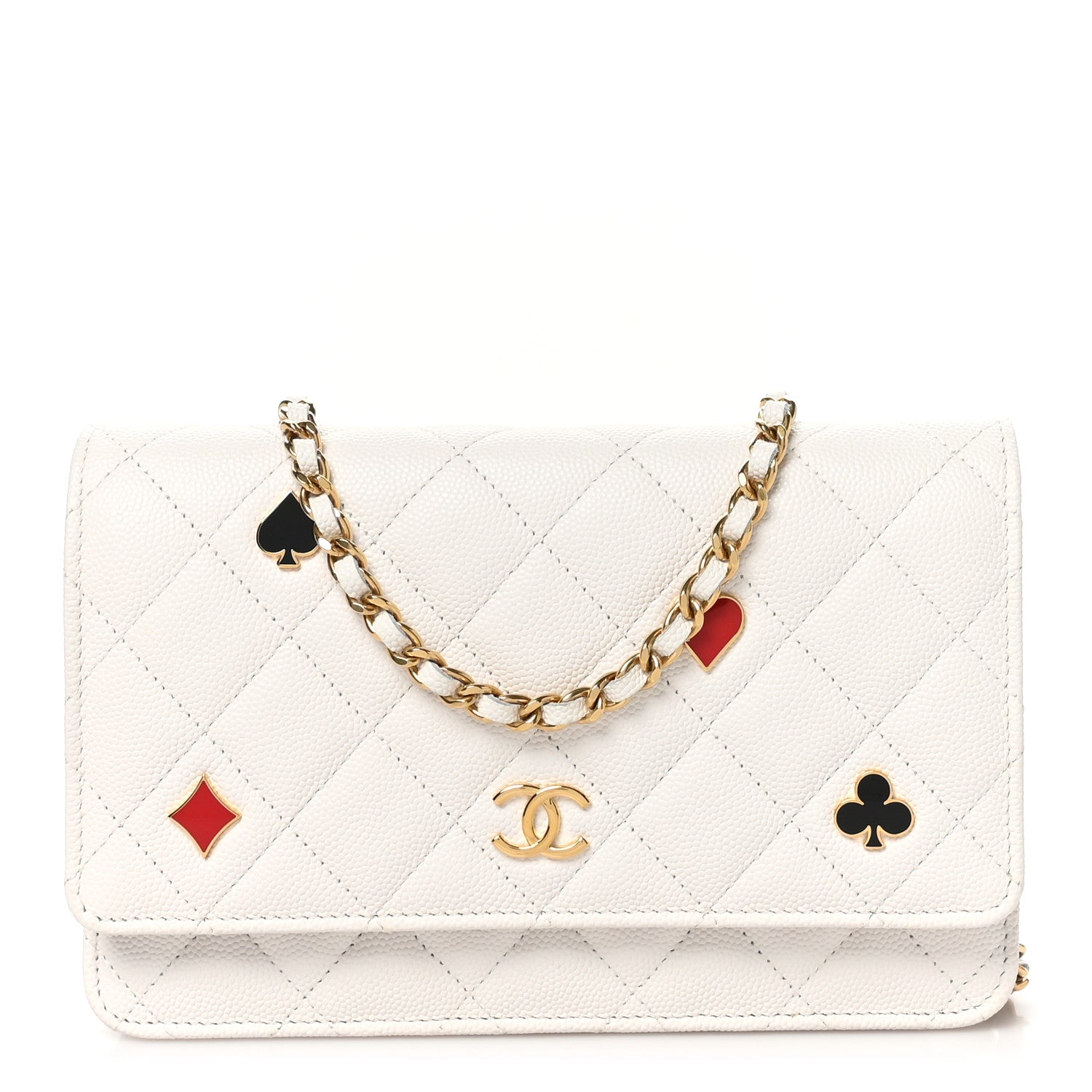 Chanel Caviar Quilted Enamel Coco Casino Wallet On Chain WOC White 1 of 12