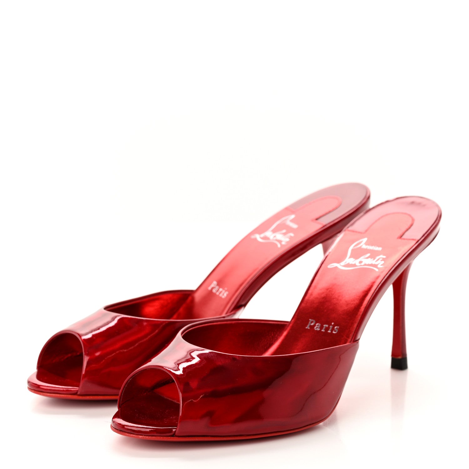 Christian Louboutin Metallic Patent Me Dolly 85 Pumps 38 Loubi 3 of 8