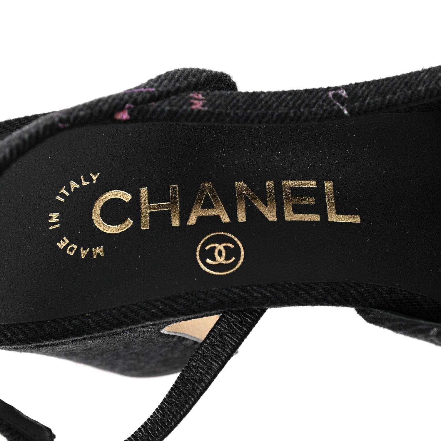 Chanel Denim Cap Toe Denim Mood Slingback Pumps 35 Black Multicolor 7 of 9