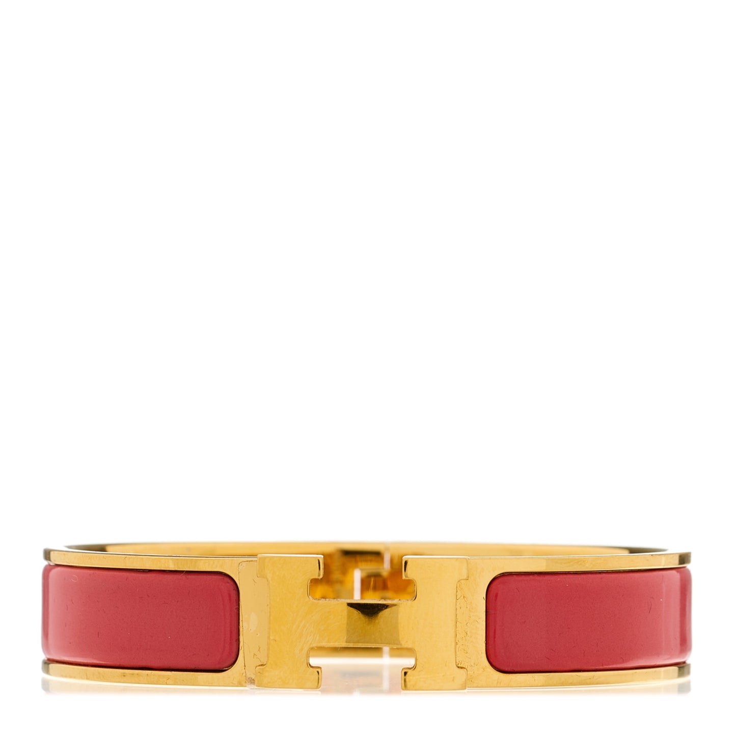 Enamel Narrow Clic Clac H Bracelet GM Rouge Corail