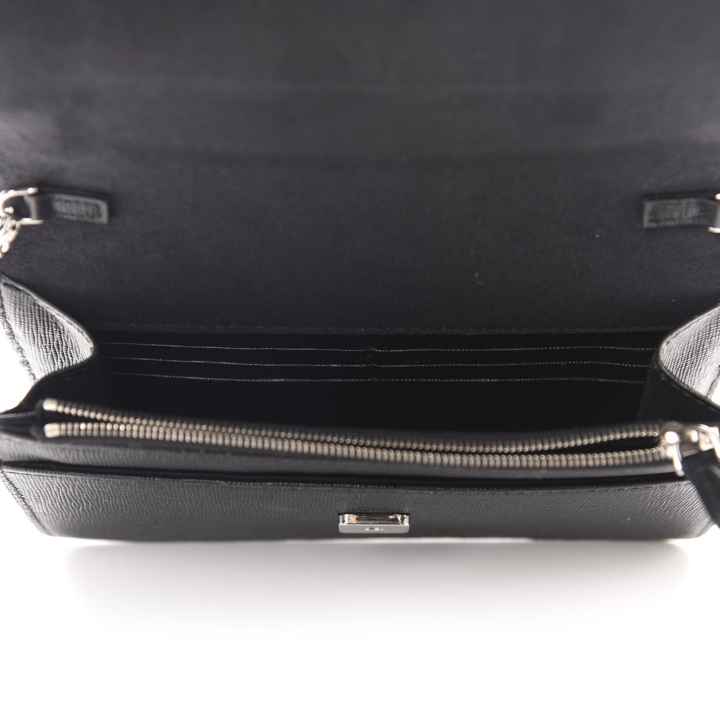 Vitello Elite Mink Fur Studded Karlito Tube Wallet on Chain Black