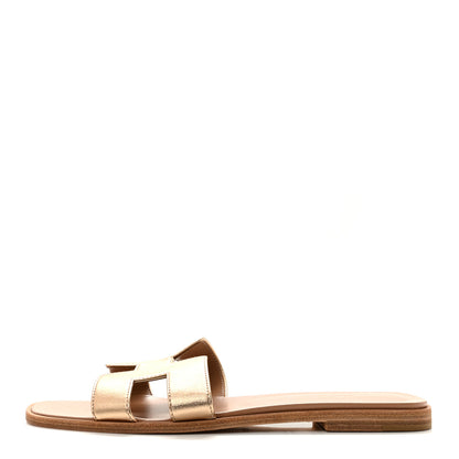 Hermes Metallic Nappa Oran Sandals 39.5 Rose Dore 1 of 9