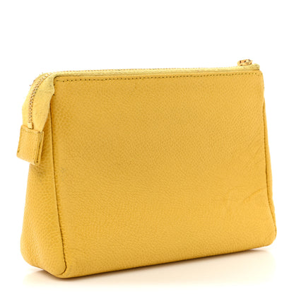 Chanel Caviar Timeless CC Cosmetic Pouch Yellow 3 of 15