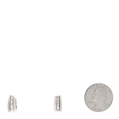 David Yurman Sterling Silver Diamond Stax Hoop Earrings 2 of 4