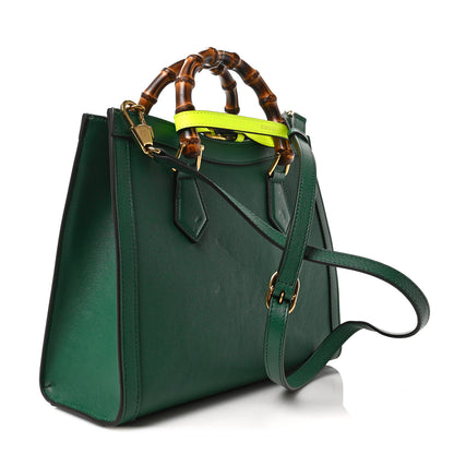 Gucci Wonka Grain Calfskin Small Diana Tote Bag Green Yellow Fluo 4 of 17