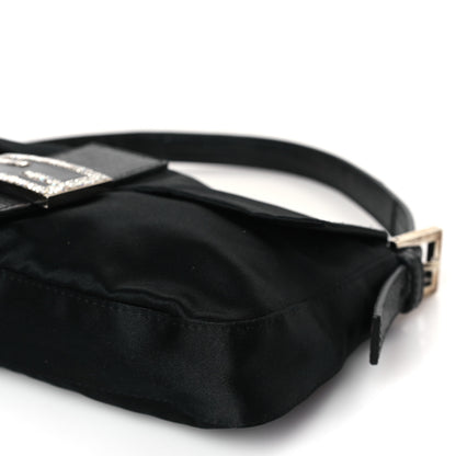 Fendi Satin Lizard Crystal Baguette Black 9 of 10
