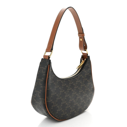 Celine Triomphe Canvas Calfskin Ava Shoulder Bag Tan 3 of 9