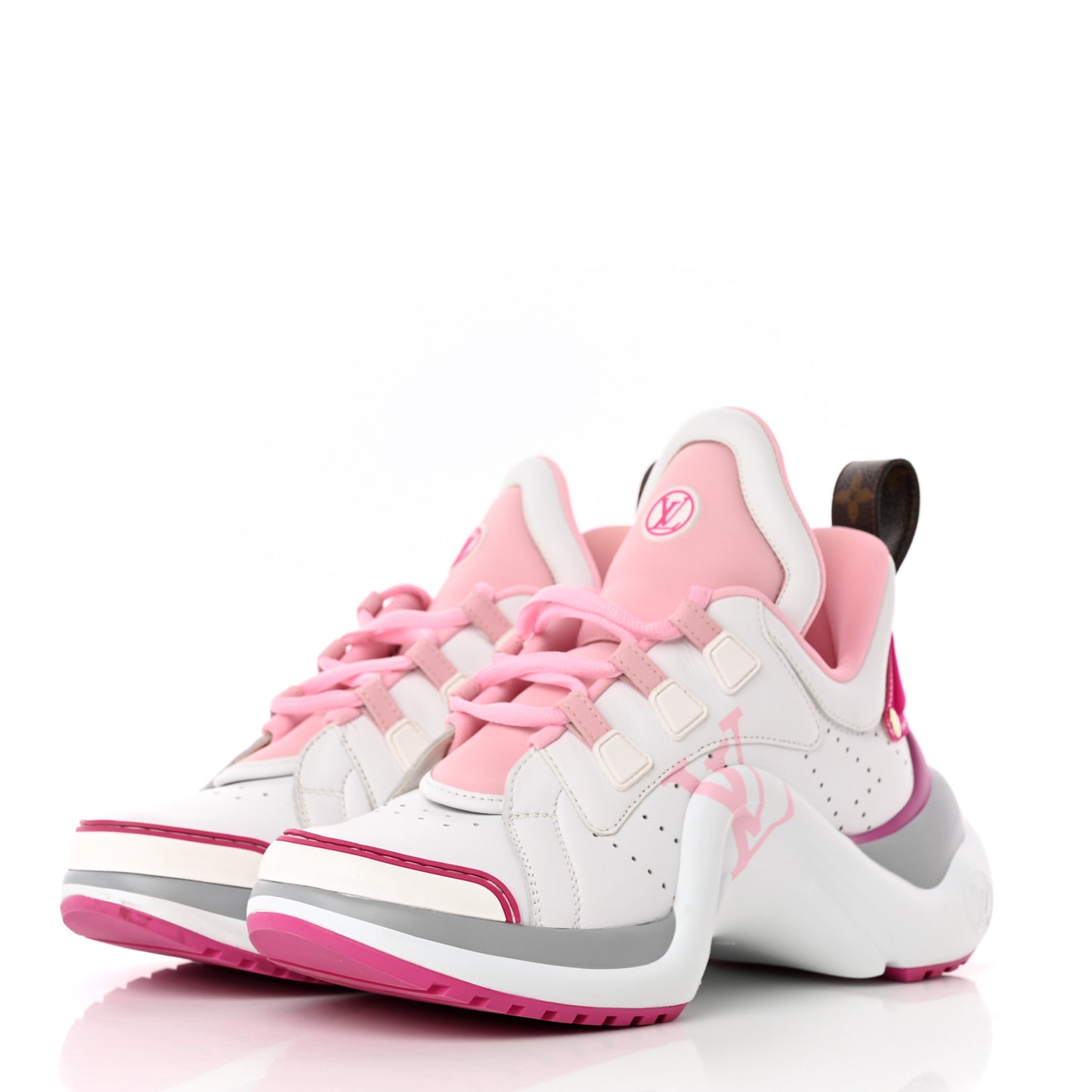 Calfskin Technical Nylon LV Archlight Sneaker 39 White Pink Gray