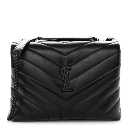 Saint Laurent Calfskin Y Quilted Monogram Monochrome Small Loulou Chain Satchel Black 1 of 10