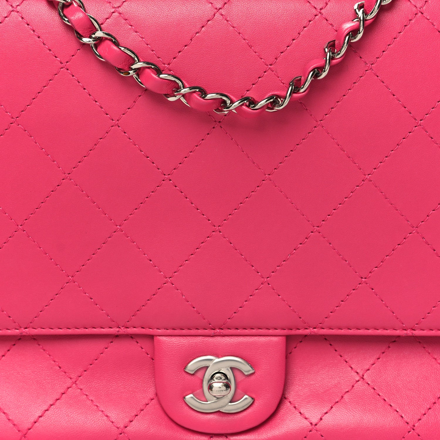 Chanel Calfskin Stitched Double Flap Bag Pink 9 of 11