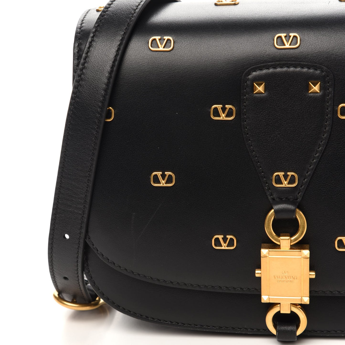 Calfskin V-Locker Saddle Bag Black