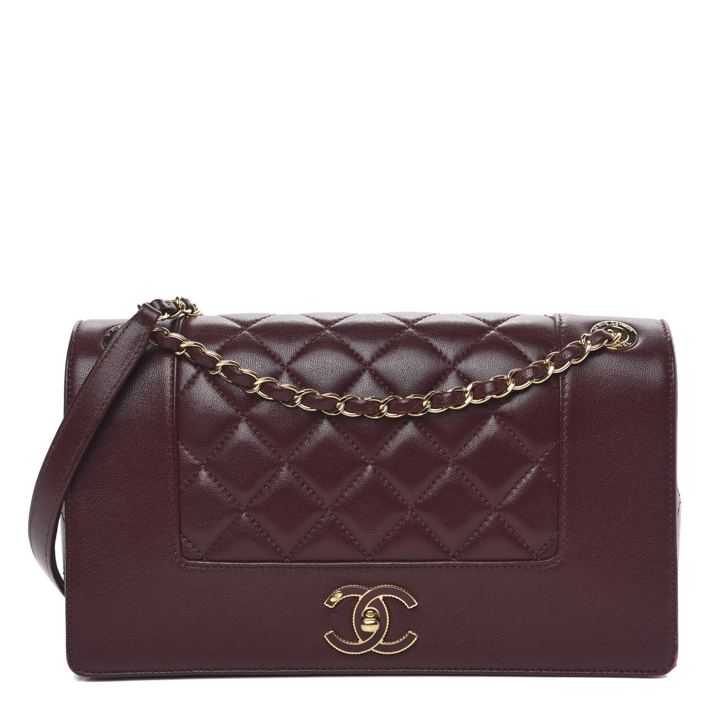 Sheepskin Quilted Vintage Mademoiselle Flap Dark Red
