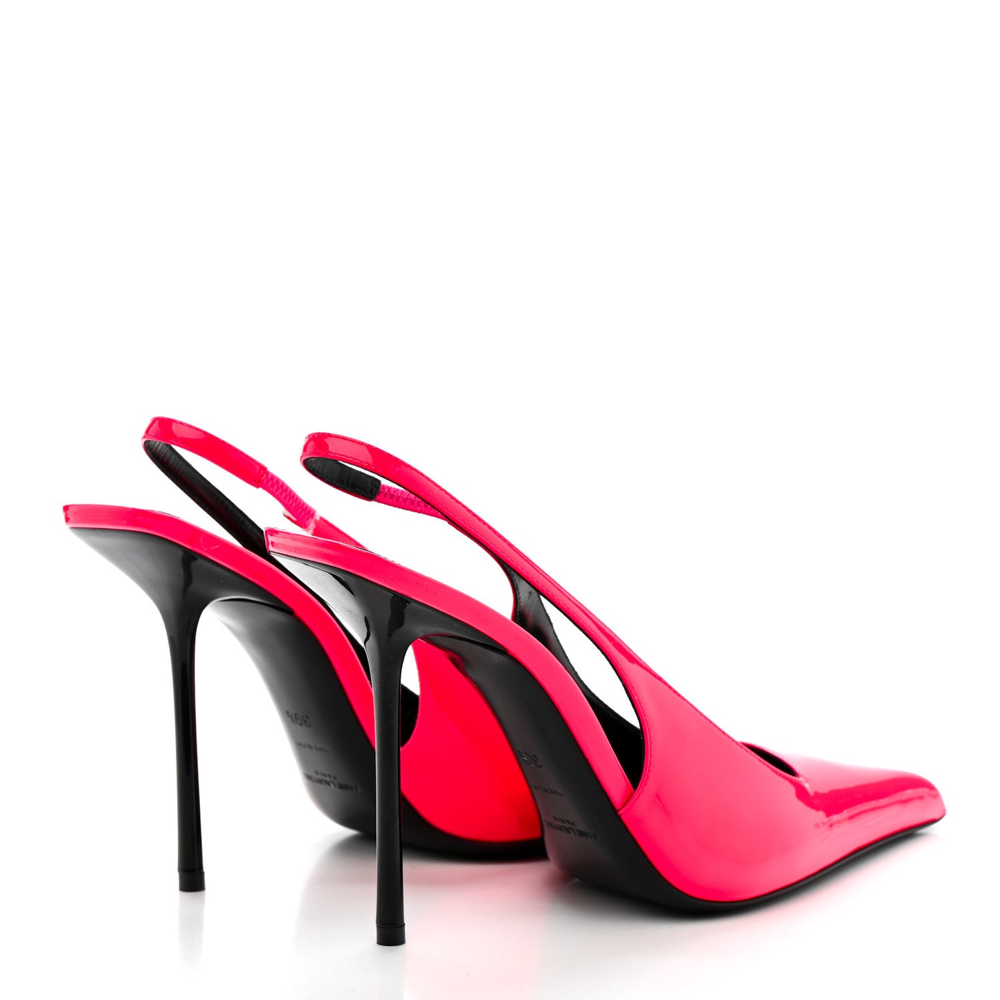 Patent Calfskin Kiss 105 Slingback Pumps 39.5 Highlighter Coral