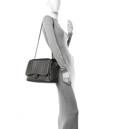 Chanel Metallic Calfskin Quilted Small XXL Travel Flap Bag Dark Silver 2 of 10