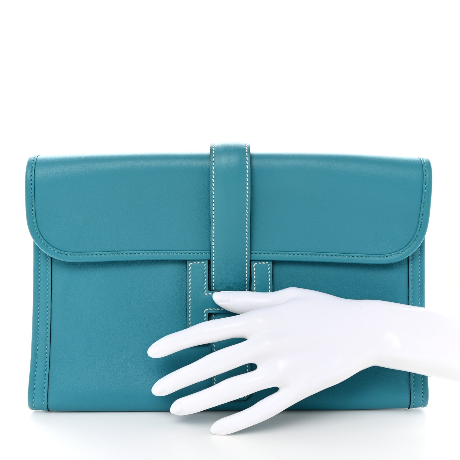 Hermes Swift Jige PM Clutch Blue Jean 2 of 10