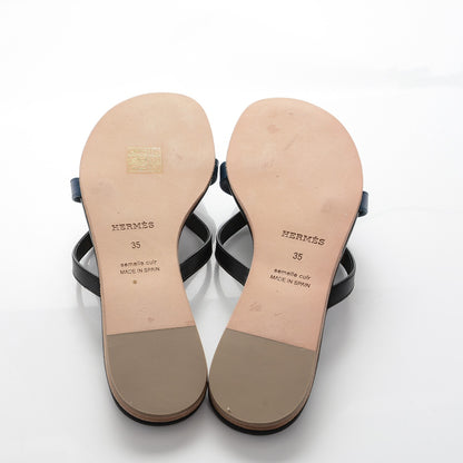 Hermes Nappa Calfskin Corfou Sandals 35 Black Lazulite 5 of 8