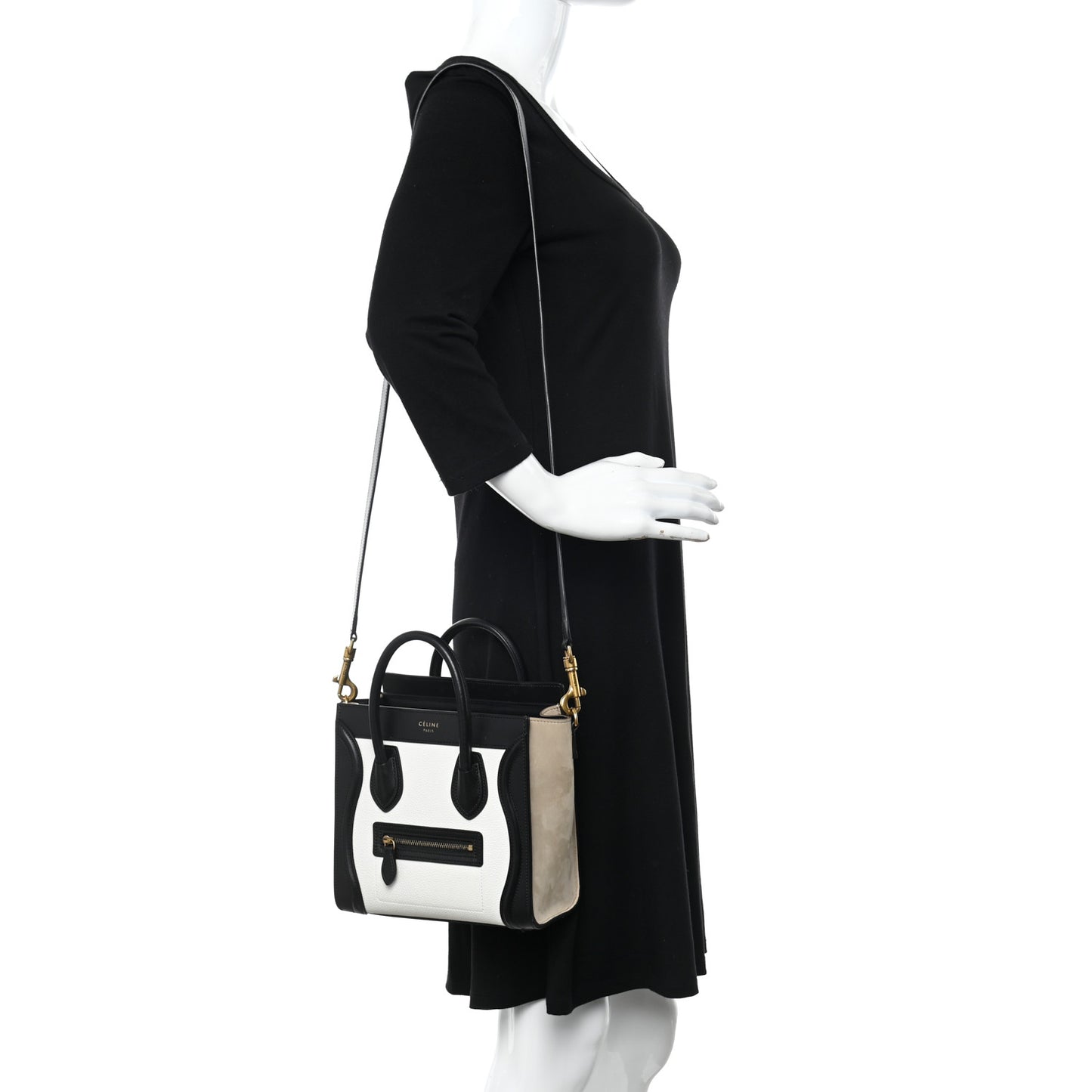 Smooth Drummed Calfskin Nano Tri-Color Luggage White