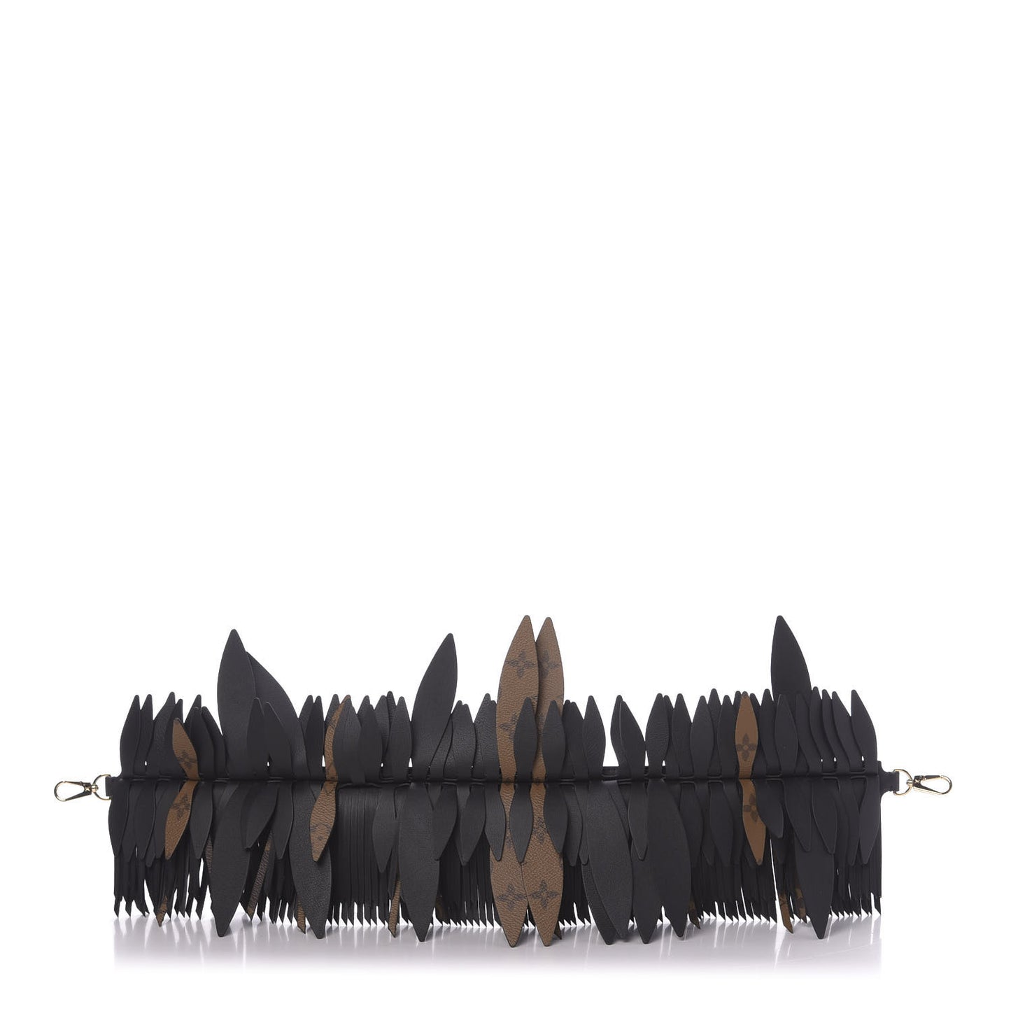 Reverse Monogram Fringes Bandouliere Shoulder Strap PM Black