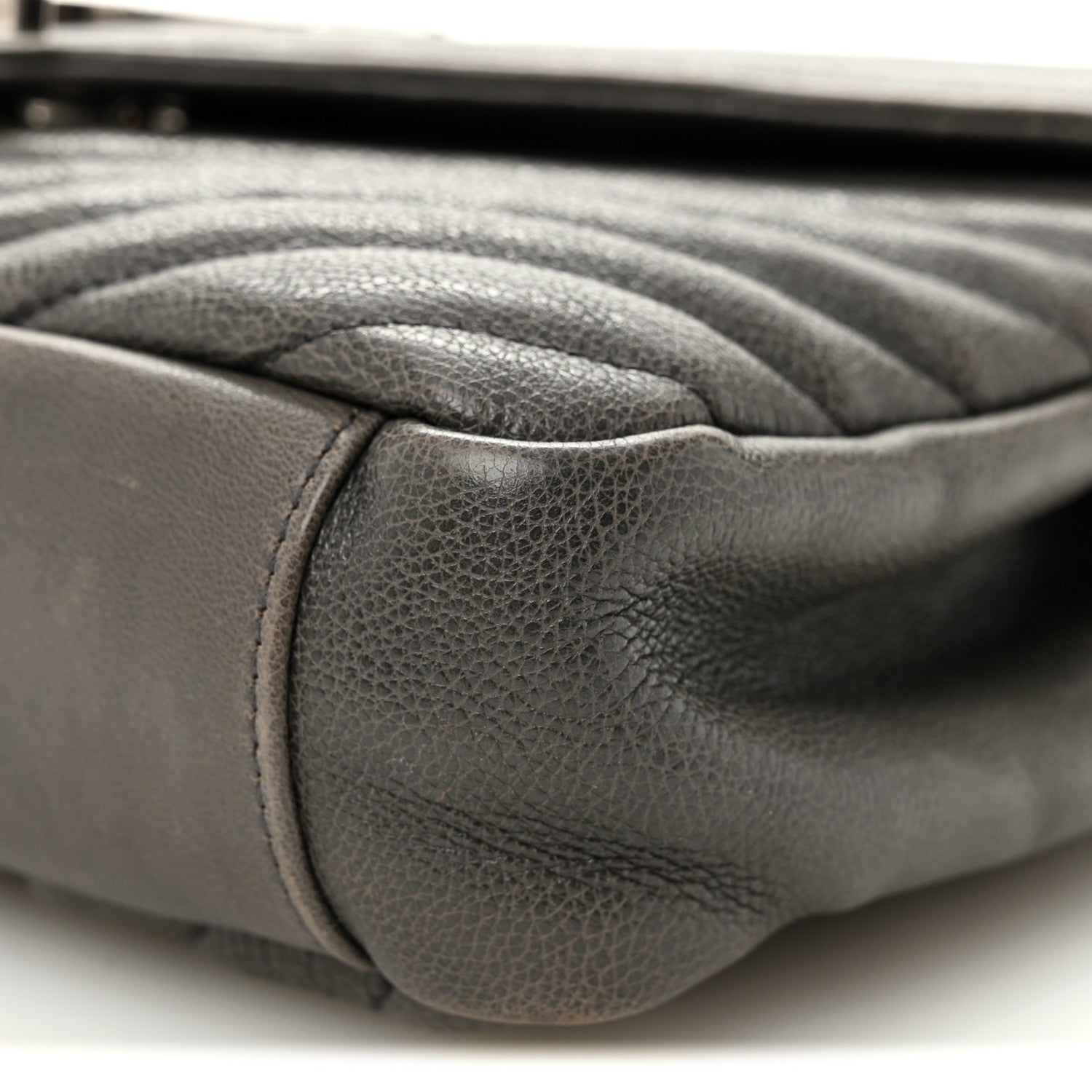 Saint Laurent Sheepskin Matelasse Chevron Monogram Medium College Bag Asphalt 11 of 15
