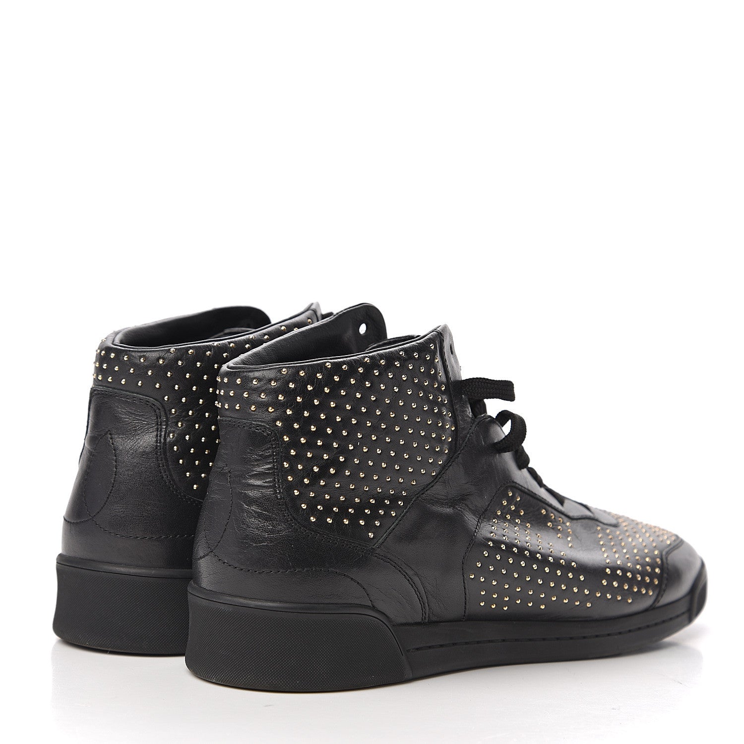 Louis Vuitton Calfskin Studded High Top Sneakers 37 Black 3 of 7