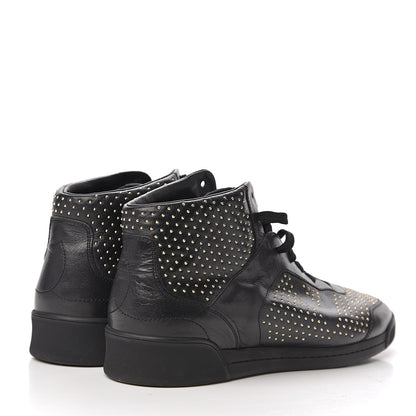 Louis Vuitton Calfskin Studded High Top Sneakers 37 Black 3 of 7