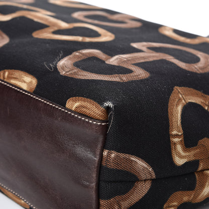 Gucci Canvas Bamboo Horsebit Print Tote Brown 11 of 14
