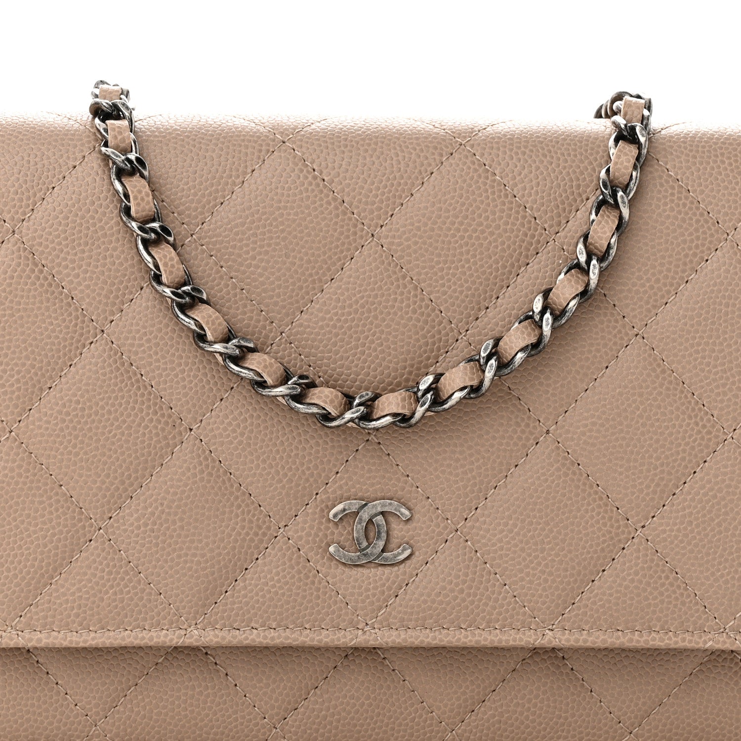 Chanel Caviar Quilted Wallet On Chain WOC Beige 9 of 13