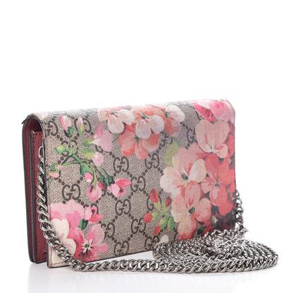 Gucci GG Supreme Monogram Blooms Chain Wallet Beige Multicolor Dry Rose 3 of 14