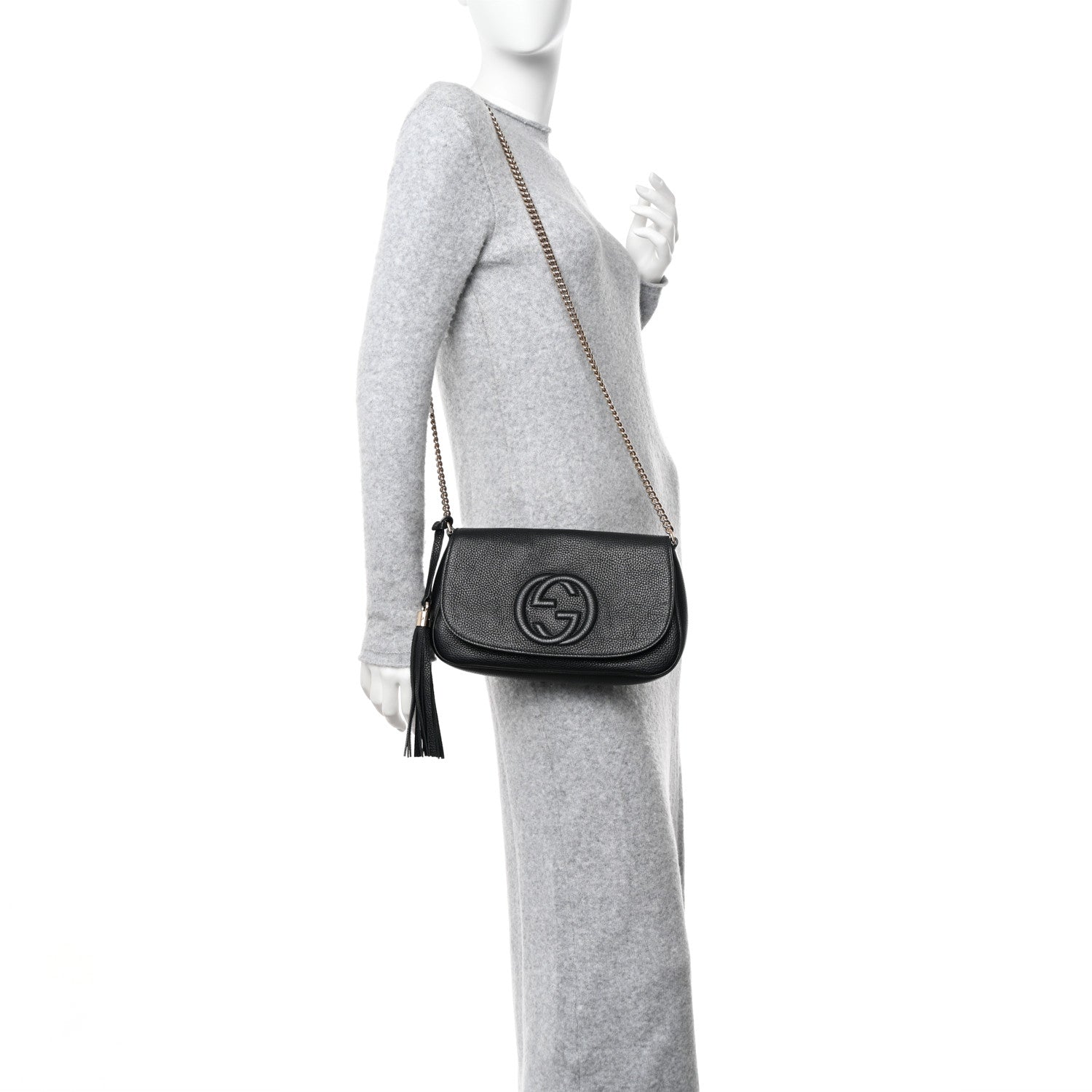 Gucci Pebbled Calfskin Medium Soho Flap Crossbody Black 2 of 10