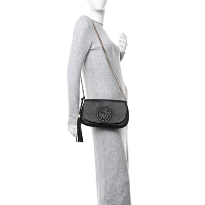 Gucci Pebbled Calfskin Medium Soho Flap Crossbody Black 2 of 10