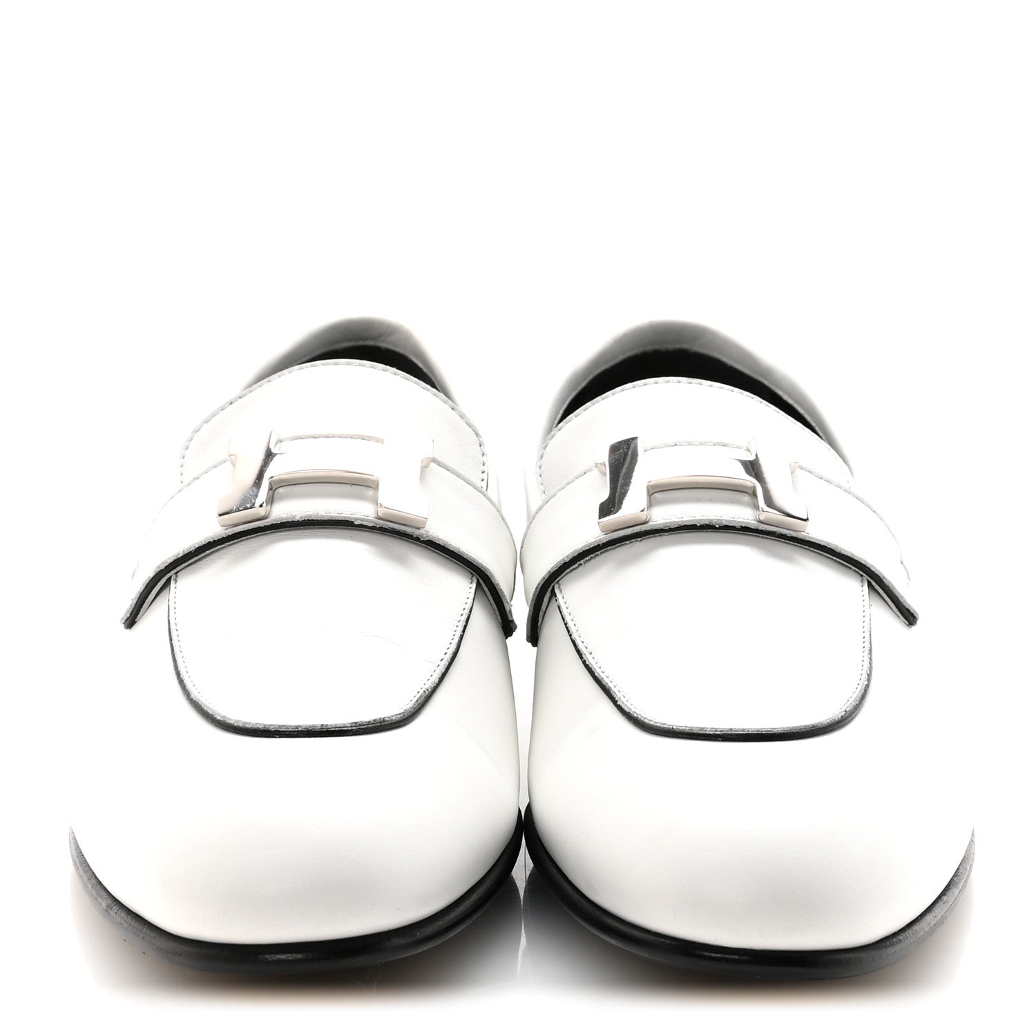 Hermes Calfskin Womens Paris Loafers 37.5 White 3 of 10