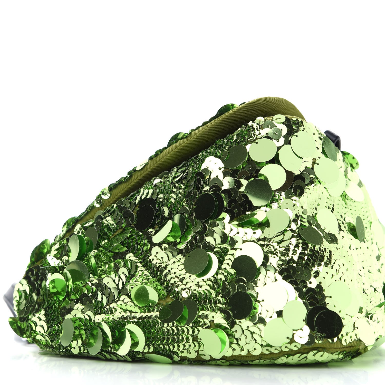 Prada Paillettes Vitello Triangle Crossbody Lime 4 of 7