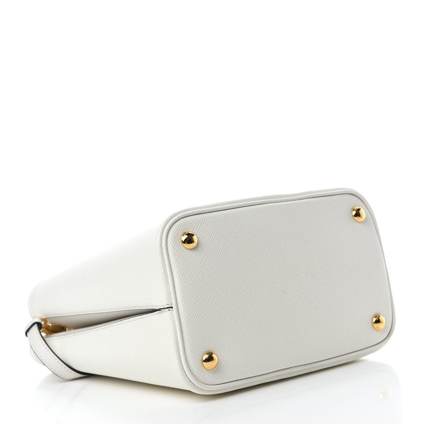 Saffiano Cuir Medium Panier Bucket Bag Bianco Black