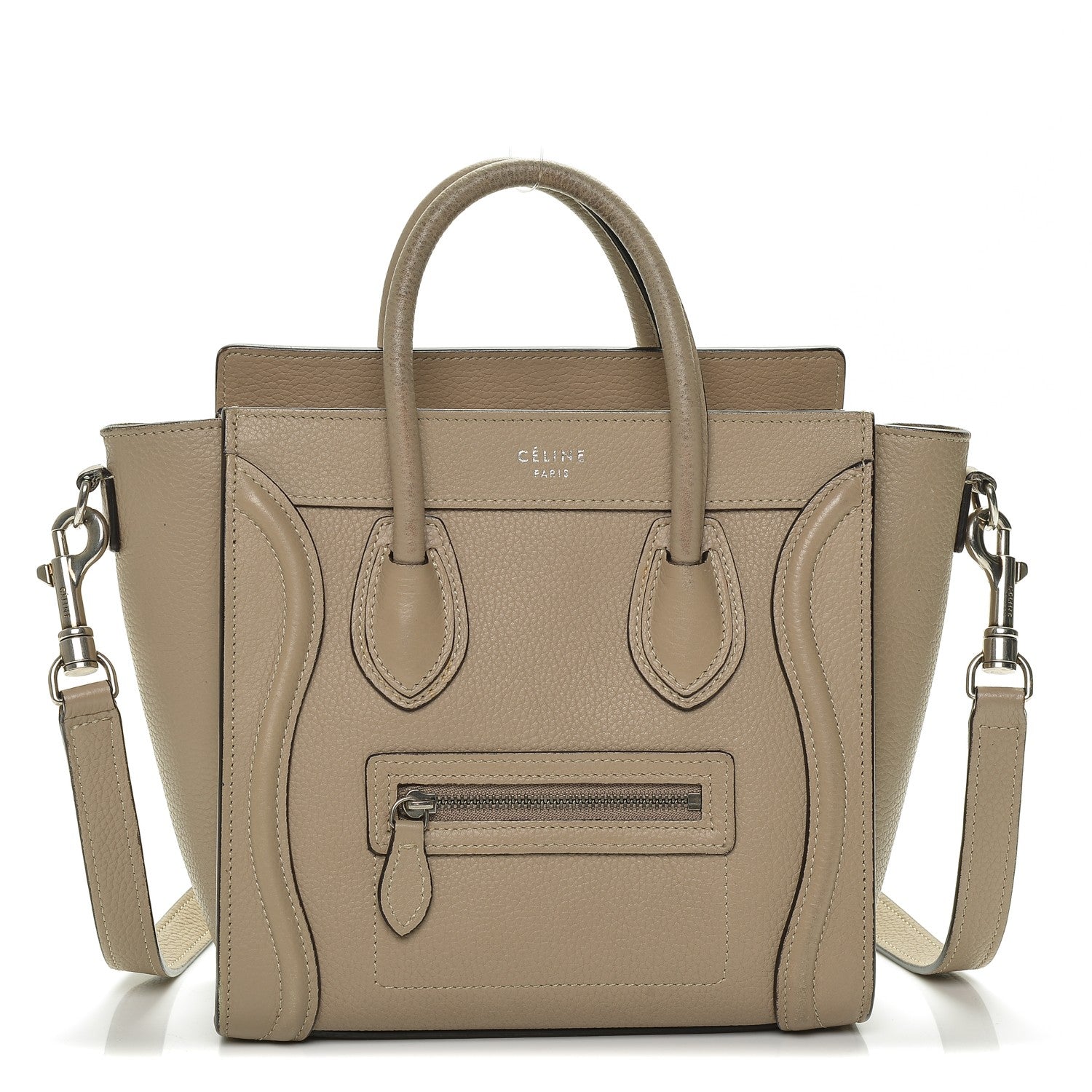 Celine Drummed Calfskin Nano Luggage Dune 1 of 9